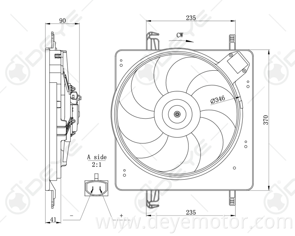 1088844 1031104 97KB8C607DE/BG 97KB8K620BA auto radiator fan for FORD KA FORD STREET